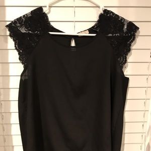 Black Lace Sleeve Top